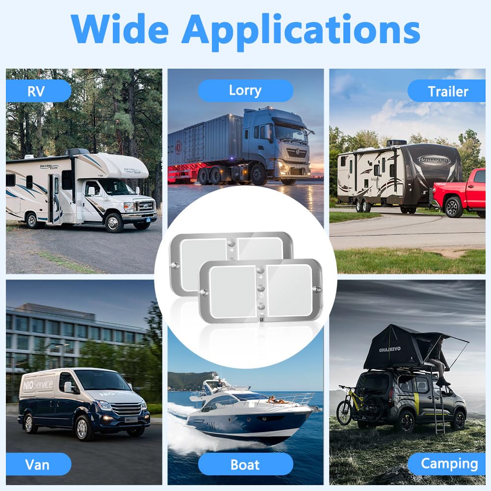 URAQT Plafonnier LED 12V Camping-Car, 2 Pièces 800LM 72 LED Intérieur de la lumière de RV avec Interrupteur Marche, 4 Modes Lumière Télécommandée, Dimmable, Intérieur pour Camion/Voiture/Bateau