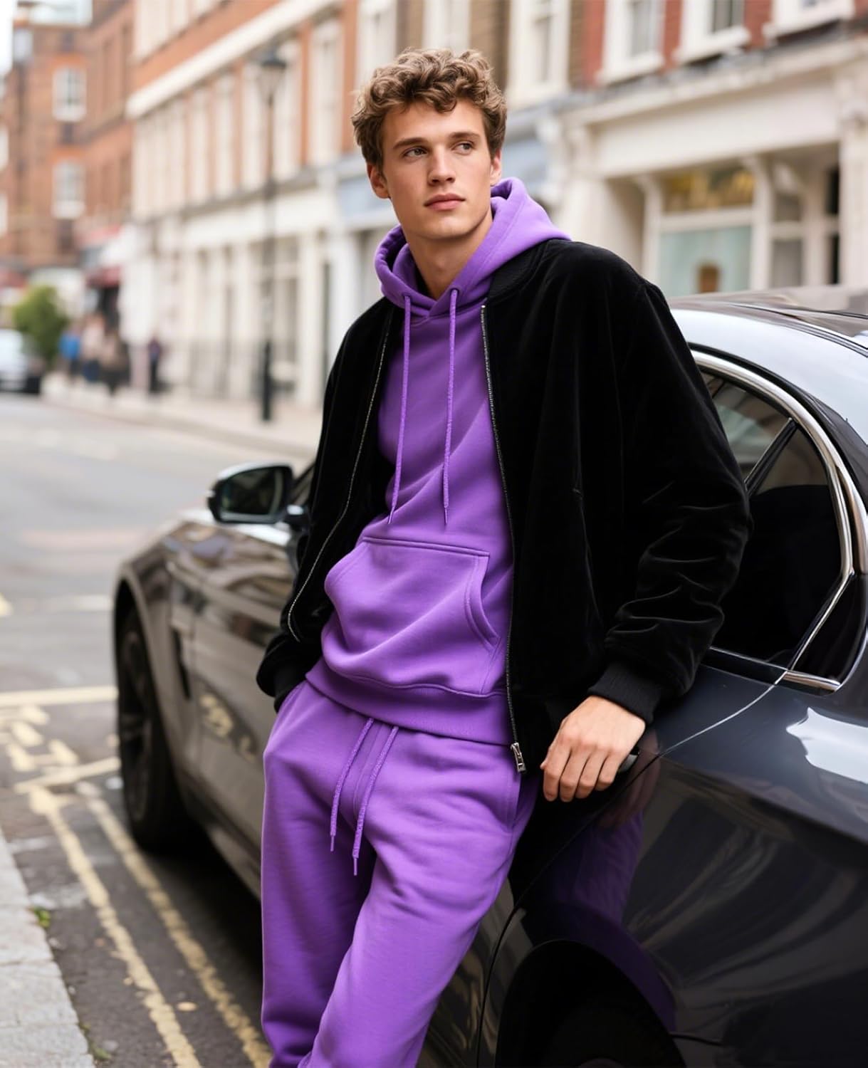 Men's Tracksuits 2 Piece Hoodie and Sweatpants Set Fleece Sweatsuits Casual Athletic Jogging Suit for Men - Image 5