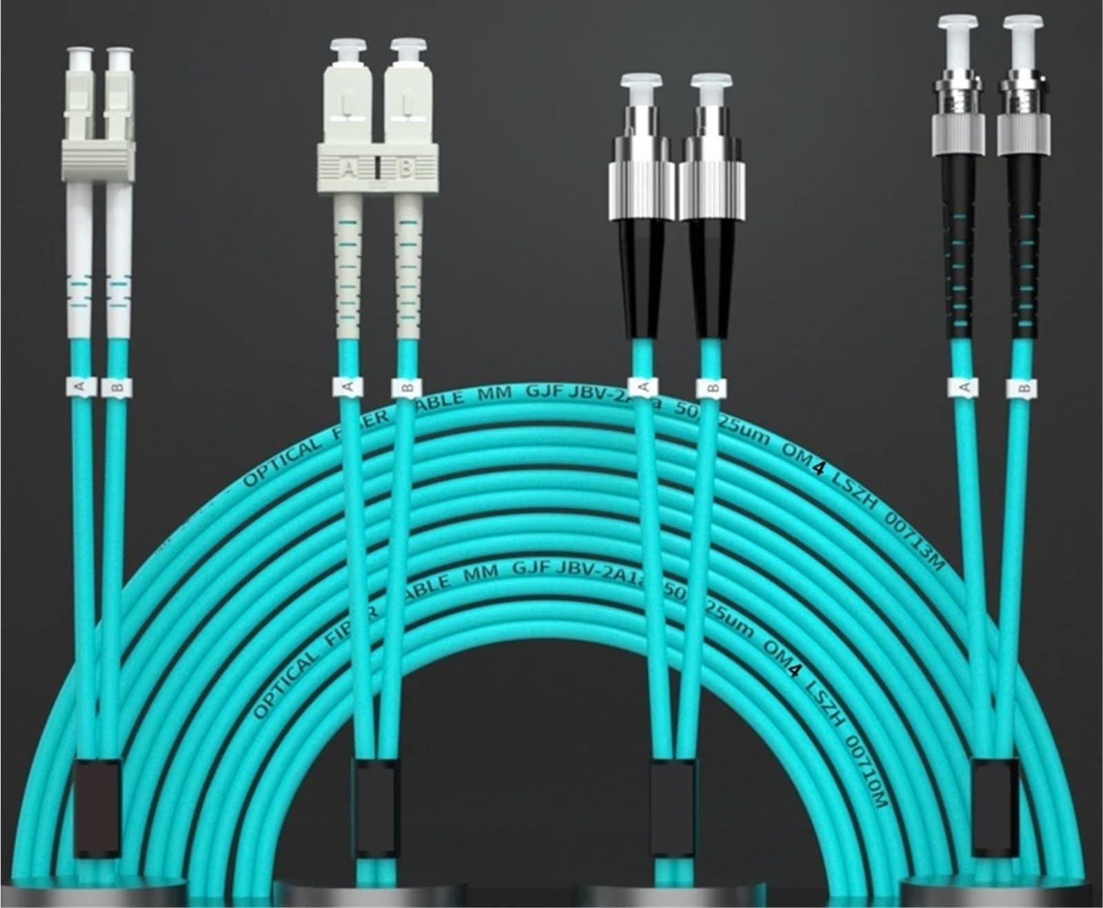 OM4 Câble de raccordement à fibre optique 1-100 m Double Câble 0,2 m 0,5 m LC SC FC ST Câble de raccordement à fibre optique (50 m 1 pièce, LC-LC sans clip)