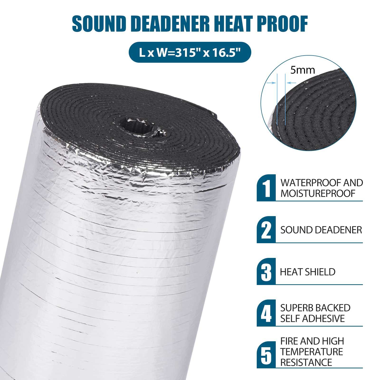 Silver Aluminum Foam Deadener 48" X 100" Automotive Sound Deadening Mat Heat Noise Barrier 427336 - Foto 7