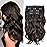 Dark Brown Hair Extensions - 14 Inch Wavy Synthetic Clip in Hair Extensions For Women And Girls (Color: Dark Brown with Light Brown Highlights)