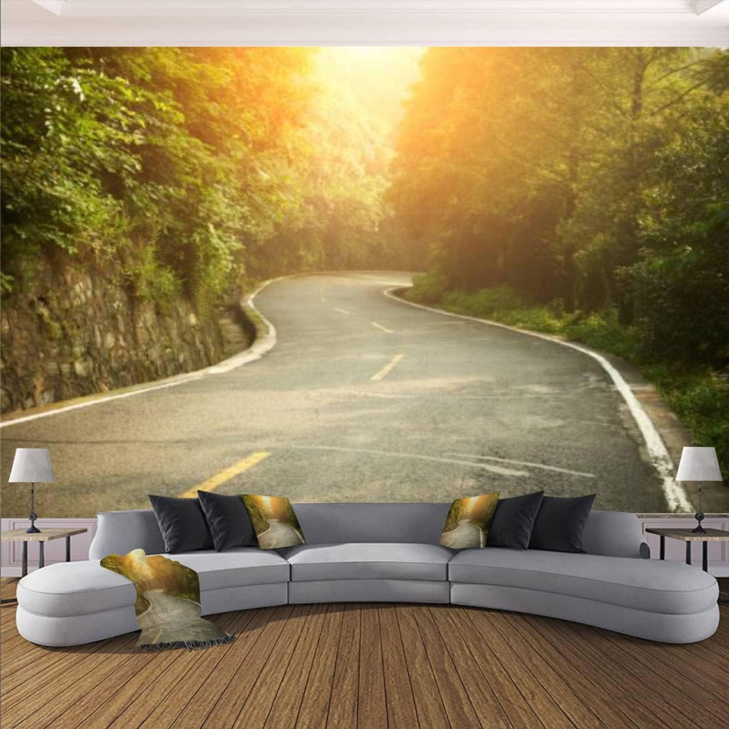 Modern Wall Murals 3D Highway at Sunrise Peel and Stick Wallpaper