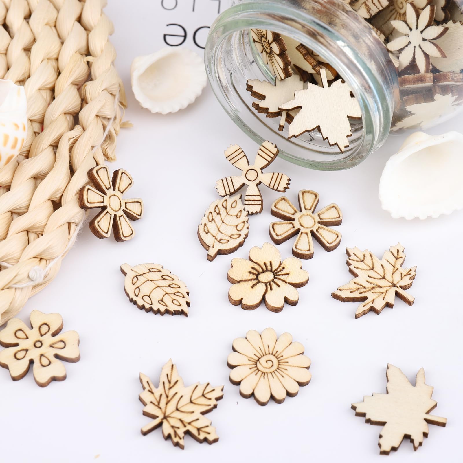 100 Stück Waldtier Streudeko Aus Holz - Herbstdeko Zum Bemalen & Basteln