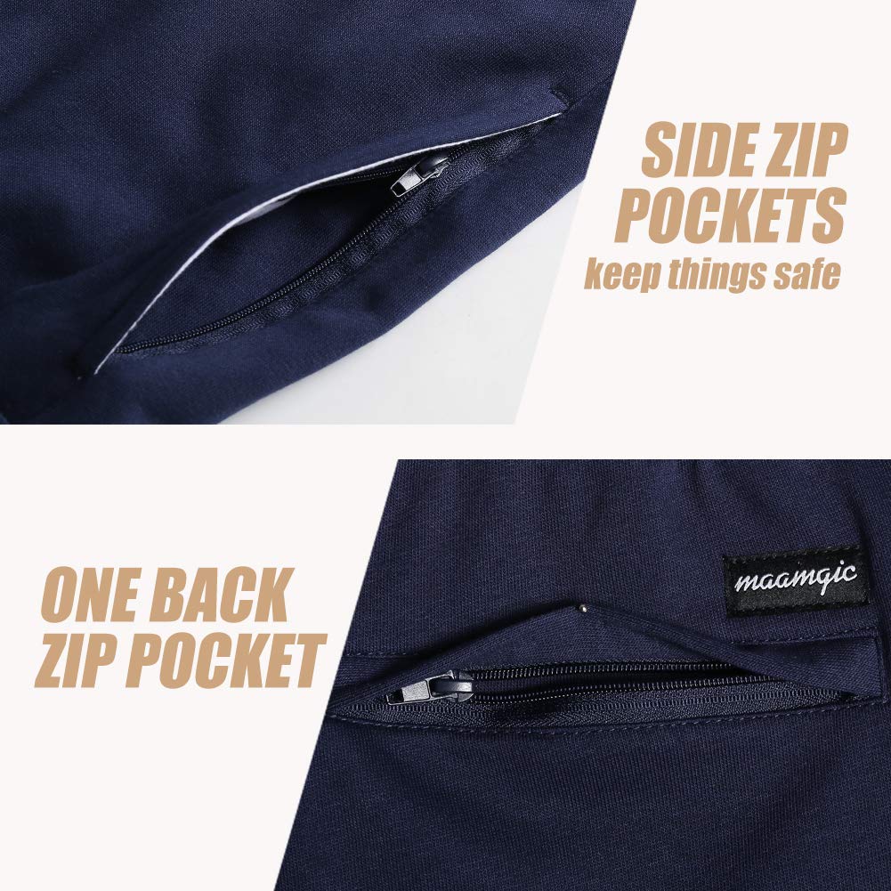 maamgic Pantalone Corti Sportivi in Felpa di Cotone da Uomo Pantaloncini da Corsa Jogging Allenamento Palestra Vita Elasticizzata con Coulisse 14cm