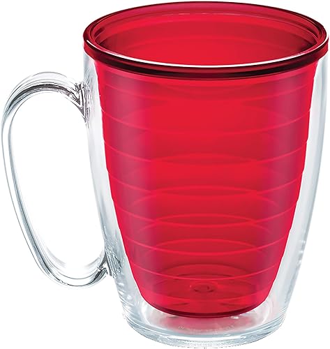 Tervis - Vaso aislante transparente y colorido, sin tapa, Rojo