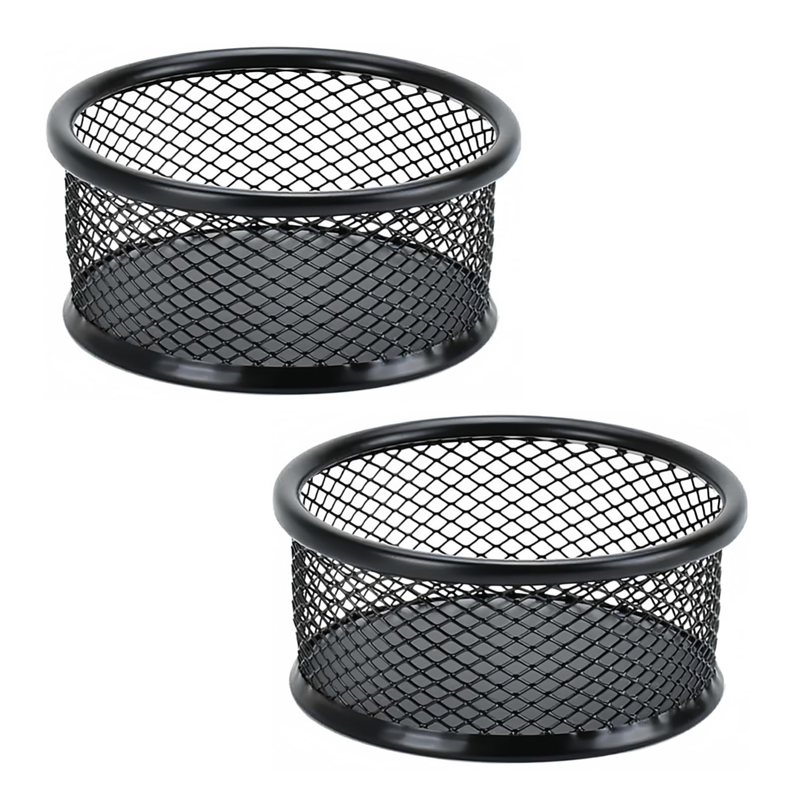 Pchnfei Black 2 Pcs Metal Paper Clip Holder Mesh Paperclip Bowl Binder Clip Dispenser Desk Bobby Pin Container Organizer For Home Office Classroom School Desk Supplies Holders Dispensers