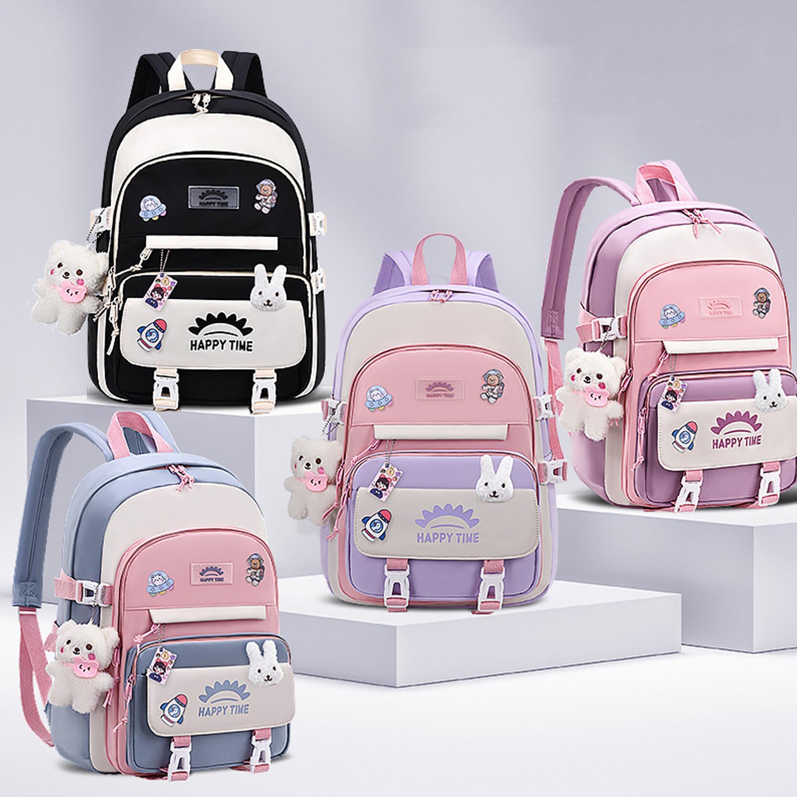 FANDARE Mignon Sac à Dos Enfant Filles Garçons Sacs Scolaires Loisir Maternelle Cartables Sacs d'École Voyage avec Ceinture de Fixation de Bagages Rose