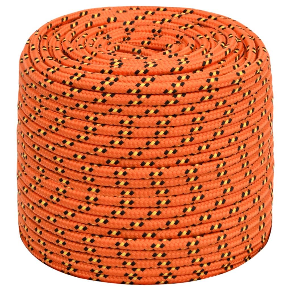 vidaXL Boat Rope Anchor Line Braided Cord UV Resistant Ship Marine Yacht Coil Rope Abrasion Resistant Orange 8 mm 50 m Polypropylene