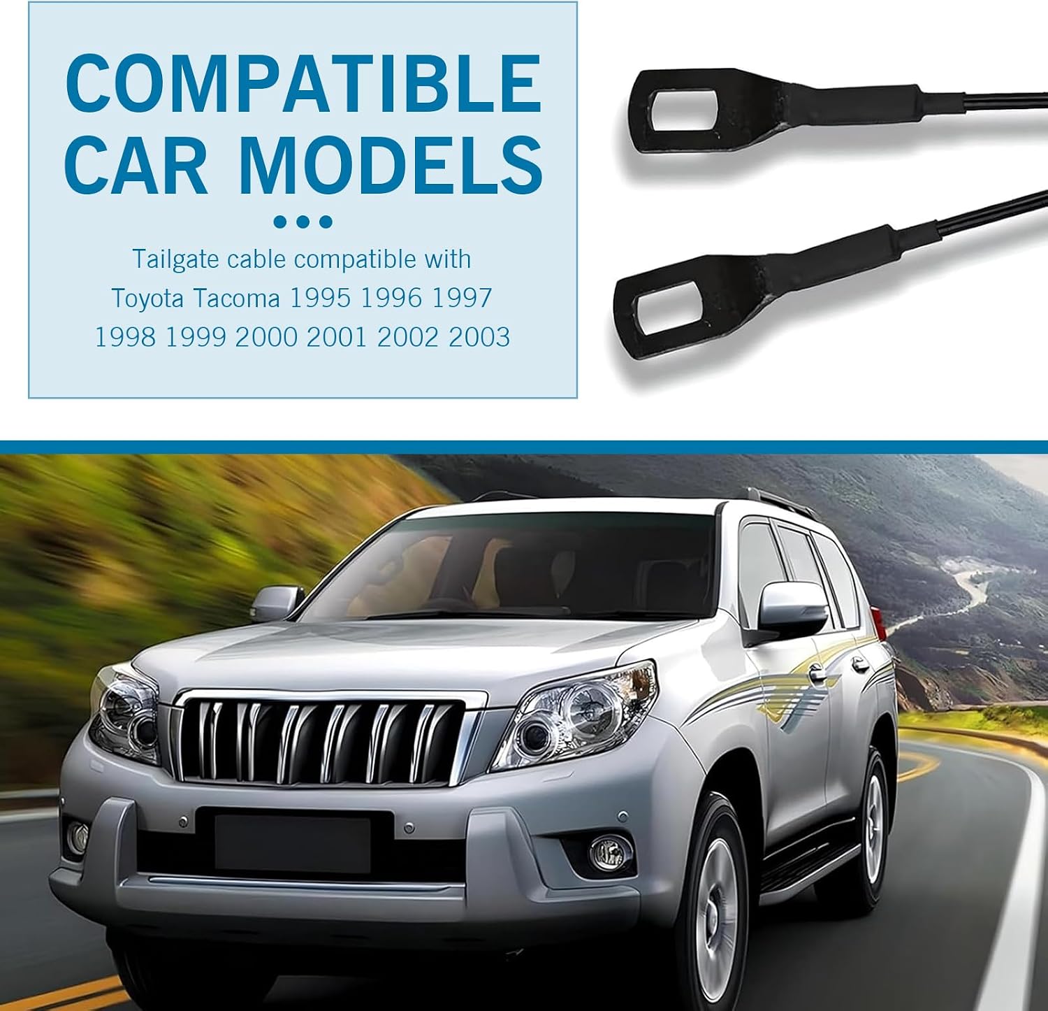 leechio 2 PCS Tailgate Cargo Box Pull Cable,Metal Tailgate Cable Support Strap Replacement OE: 65770-04030, Compatible for 1995-2004 Toyota Tacoma (Black)