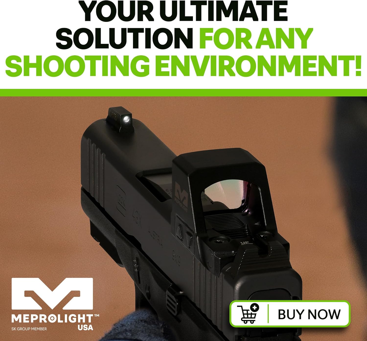 Meprolight Glock MPO-DF/MPO-F Backup Sights, Tritium-Illuminated, Co-Witness with Mepro Optics, Durable Metal, Fits Glock Standard Frame (10224317301-MPL)