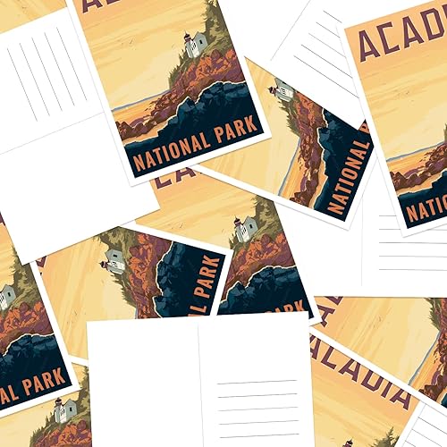 Miniatura 4 de gaeaverse Juego de 9 postales vintage del Parque Nacional Acadia, tarjetas de felicitación de los parques nacionales de Estados Unidos para viajes