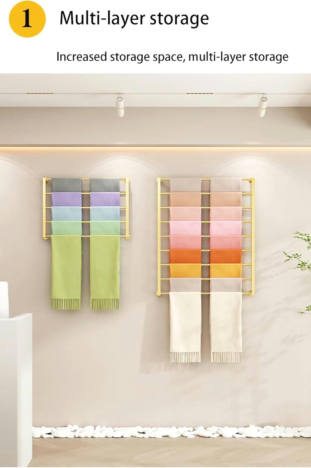 Display Stand Silk Scarf Storage Rack,Wall Mounted Metal Organizer Holder/Clothing Store, Wrapping Paper/Fabric/Ribbon Display Stand