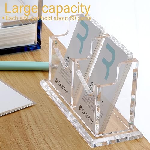 Miniatura 8 de SANRUI Soporte vertical para tarjetas de visita Soporte de exhibición de escritorio transparente de acrílico para oficina, hogar y exposiciones