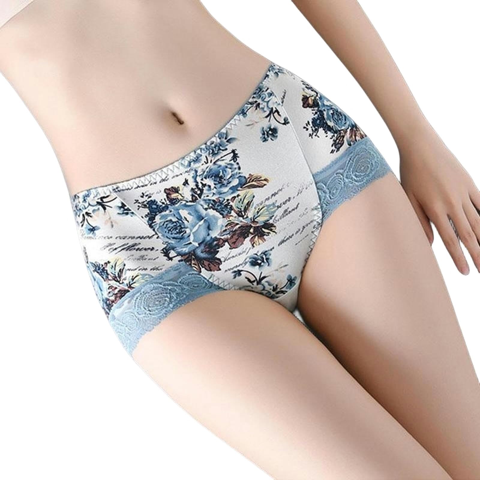 Slip Donna 3 Pacchetti Fiori di Cotone in Pizzo di Seta Ghiacciata Stampare I Slip da Donna A Vita Bassa