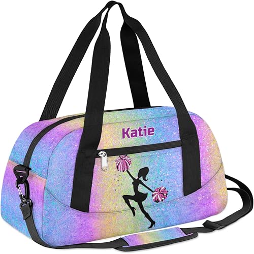 Miniatura 2 de Bolsa de baile personalizada para niñas, bolsa de lona deportiva personalizada, bolsas de fin de semana, bolsa de viaje con purpurina de acuarela,