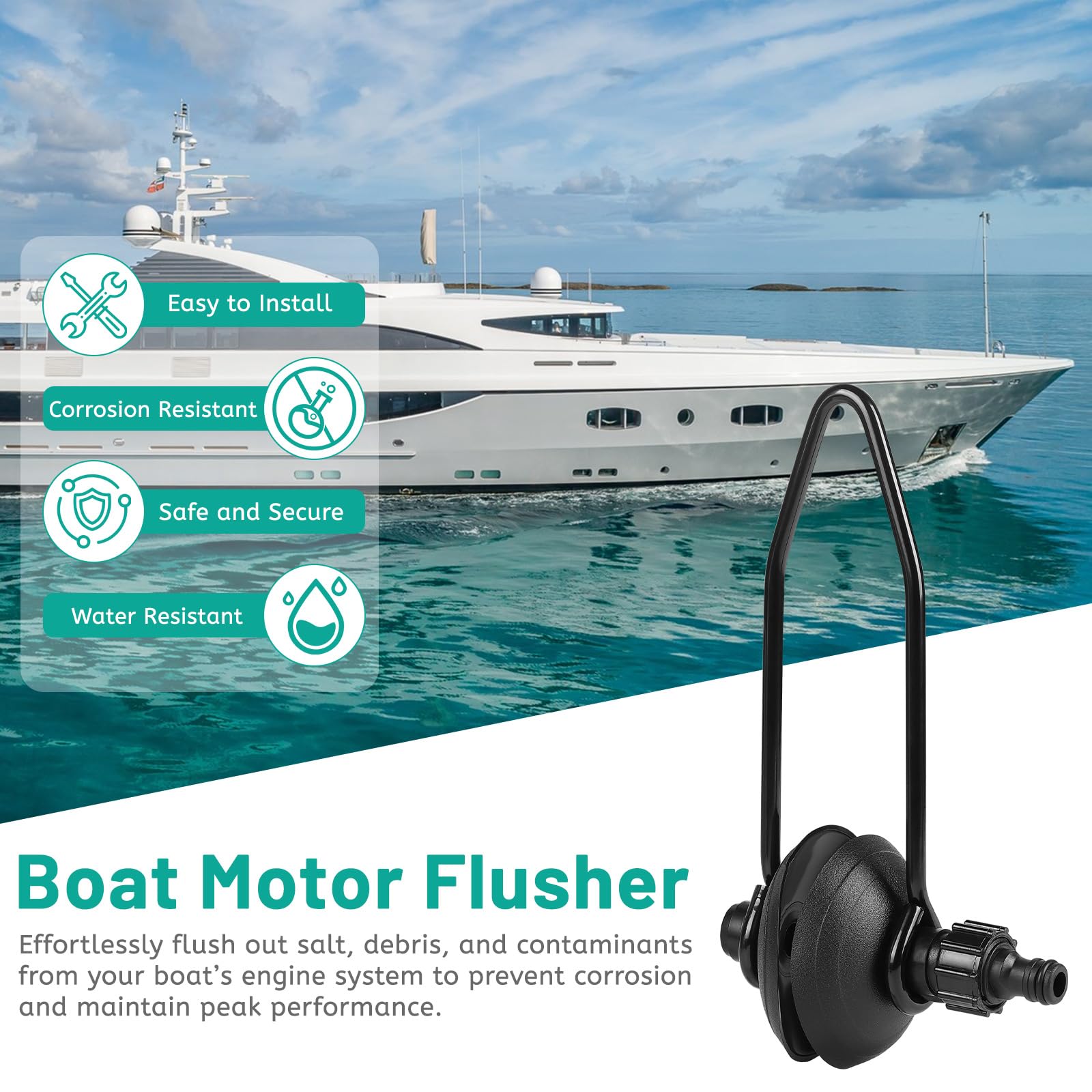 lalago Cuffia per Lavaggio Motore Fuoribordo Universale Monotubo, Motor Flush Muffs Engine