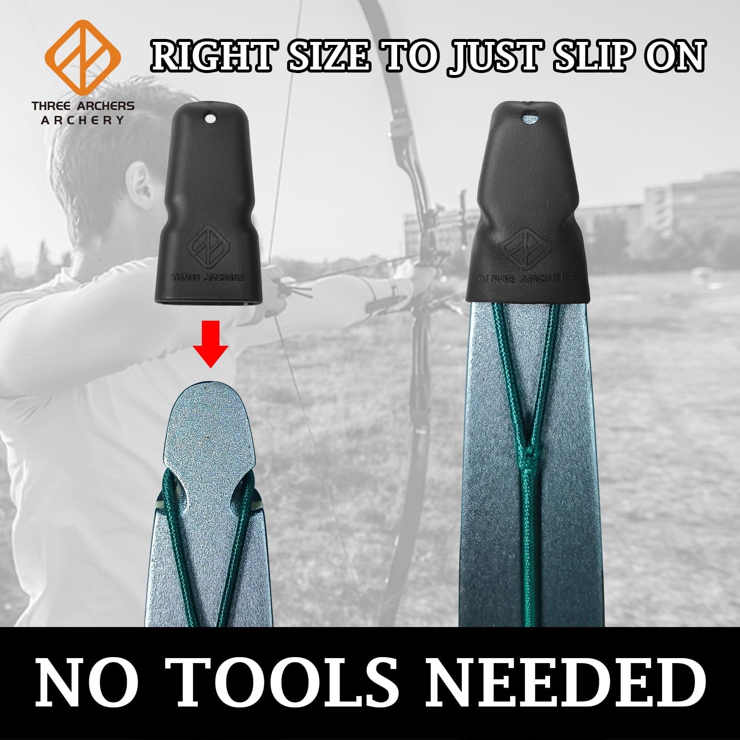 THREE ARCHERS Bow Tip Protector - Silicone Limb Protectors for Recurve Bow & Longbow, 4 Pack Archery Bow Accessories Limb Tip Guard for Outdoor Hunting &Target Shooting