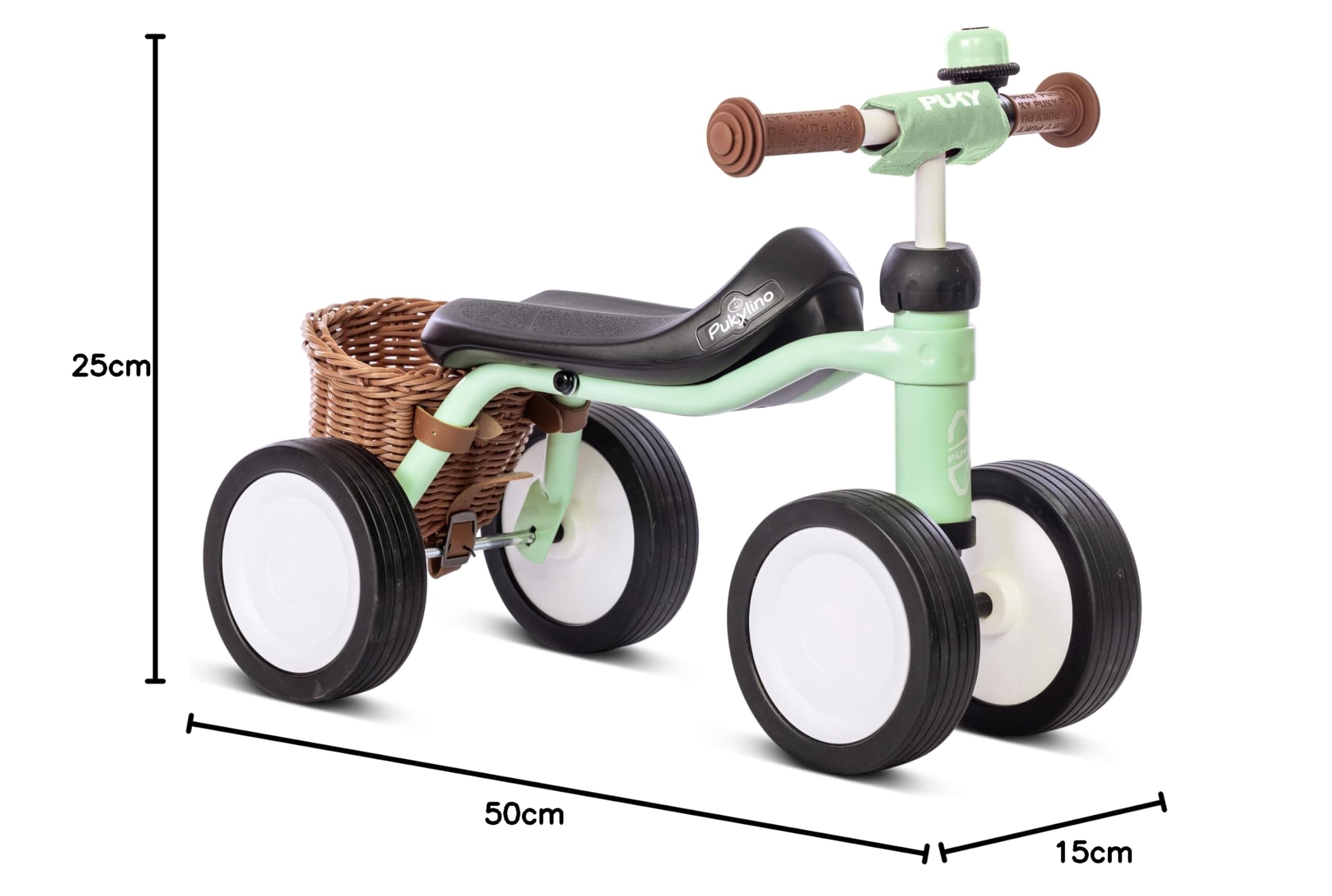 PUKY PUKYLINO BUNDLE Verde Pastello | Bici senza pedali 1 anno | Bicicletta senza pedali 1 anno | Balance bike 1 anno | Bici 1 anno con maniglie sicurezza e ruote silenziose | Rivestimento antiurto