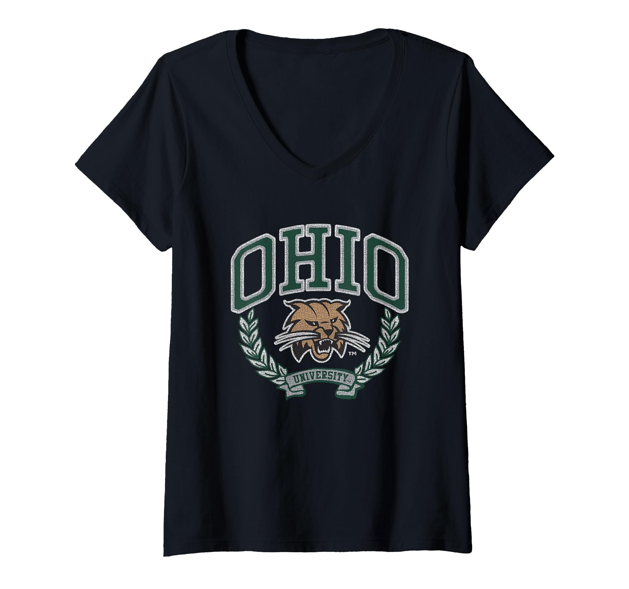 Womens Ohio Bobcats Victory Vintage V-Neck T-Shirt