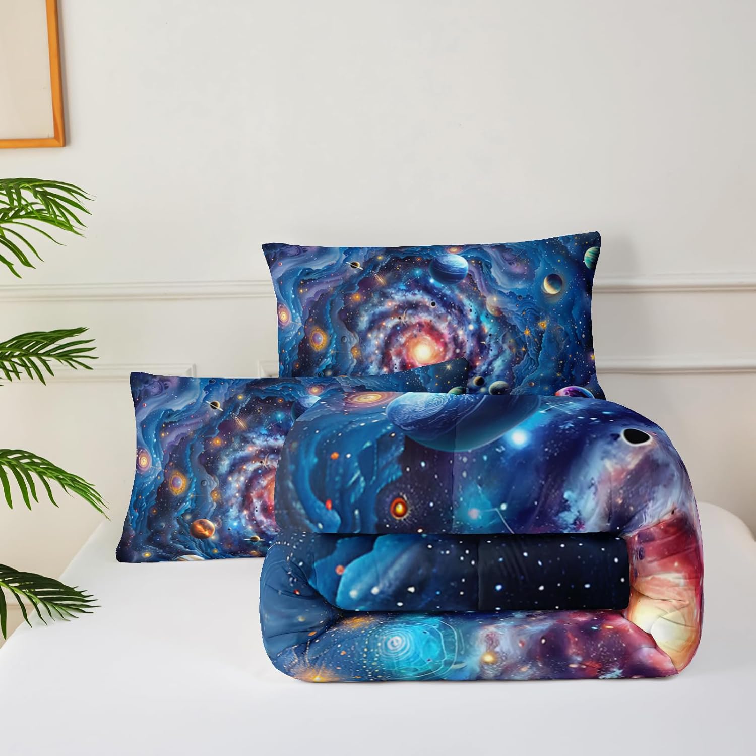 Full Size Galaxy Comforter Set for Kids,Outer Space Themed Full Bedding Sets for Boys,Boys Full Quilt Set Space,Galaxy Bedroom Decor - Image 5