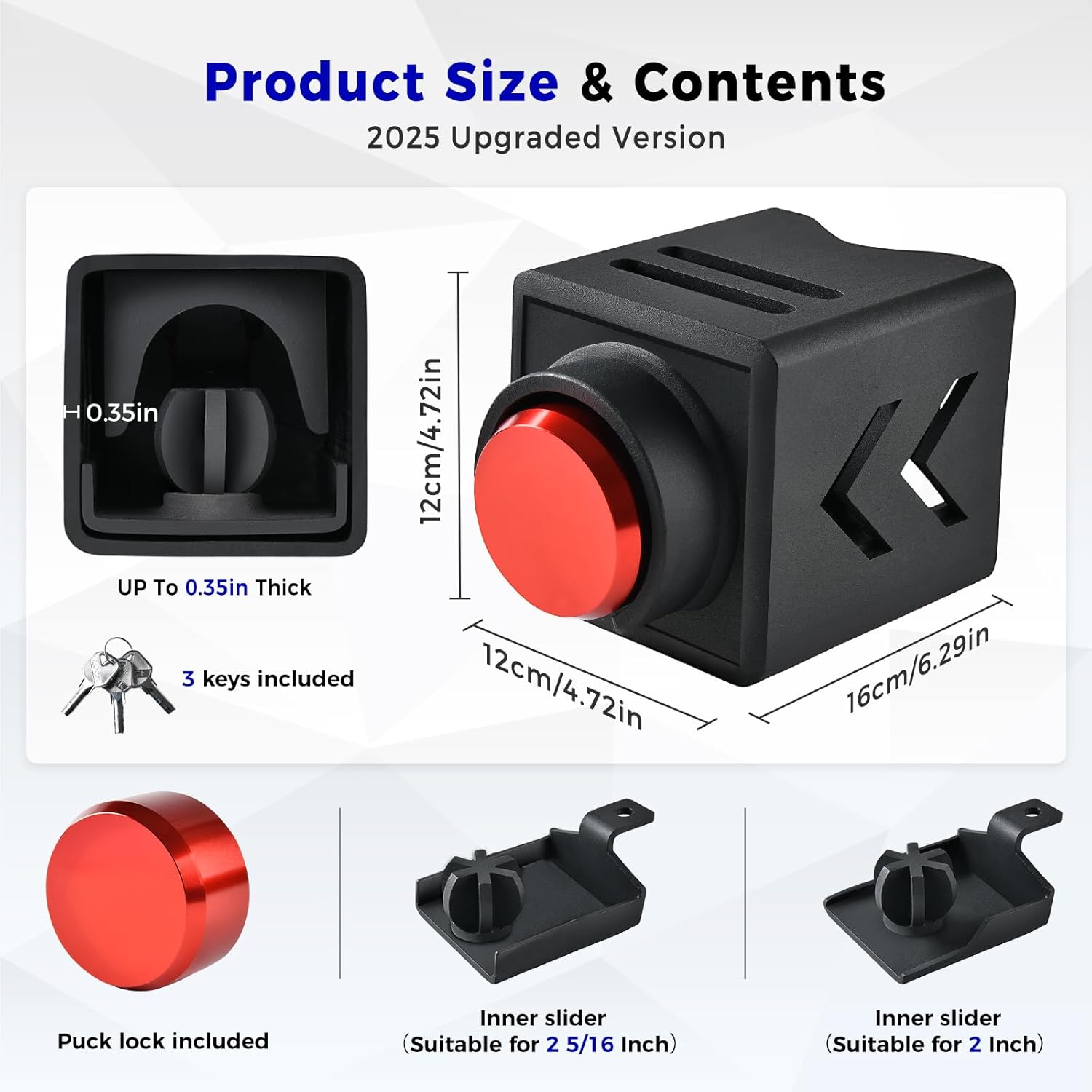 Truckiipa Trailer Lock, Heavy Duty Trailer Hitch Locks Fits 2 5/16", 2" Couplers, Anti-Theft Structural Steel Ball Hitch Lock for RV, Trailer, Boat, Pickup, Cargo, Camper, Dump Trailer (Red)