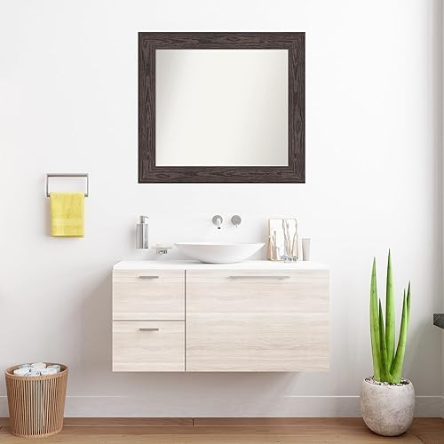 Miniatura 4 de Amanti Art Black Bathroom Mirror for Over Sink, 29x32 Custom Made Bridge Black Rectangle Vanity Mirror, Large Country Rustic Wood Frame, Hangs