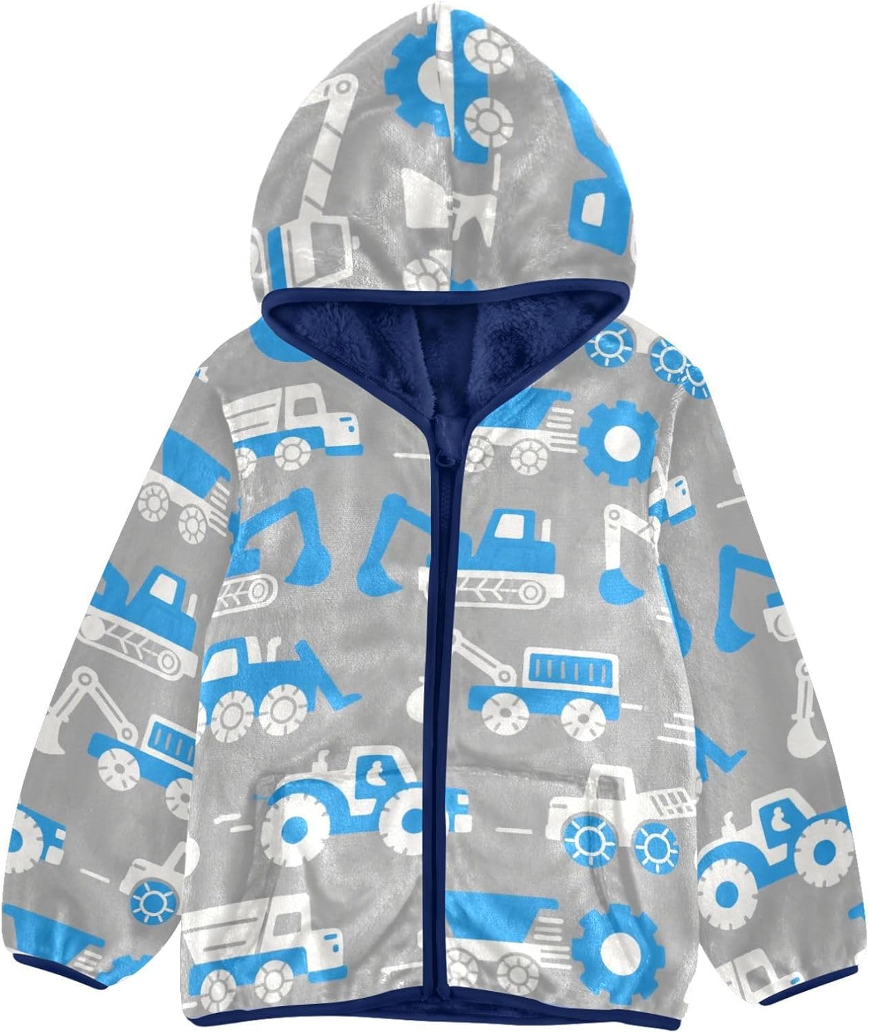 Bright Blue Gray Vehicle Toddler Winter Jackets Outerwear Jackets Navy Blue Trendy Baby Boys Clothes