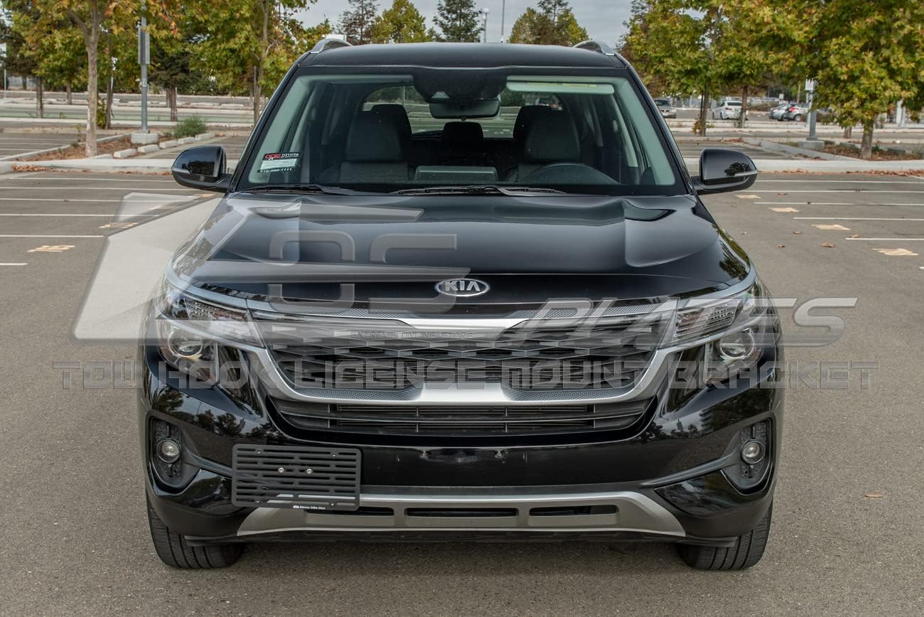 Replacement for 2020-Present Kia Seltos Models | EOS Plate Version 2 Front Bumper Tow Hook License Relocator Mount Bracket Tow-594-V2 (Full Size)