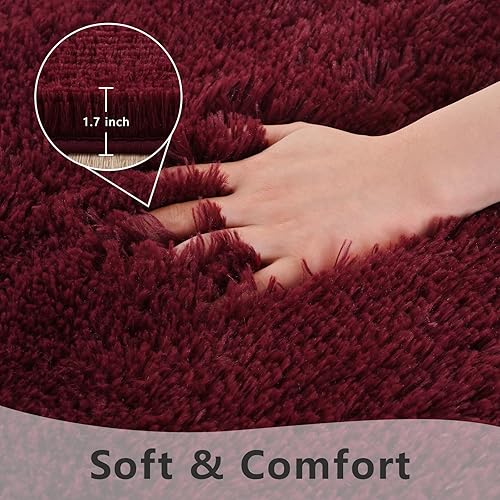 Miniatura 3 de Zedrew Alfombra de área color rojo burdeos de 6 x 9 pies, alfombras grandes para sala de estar, dormitorio, alfombra suave y esponjosa, alfombras