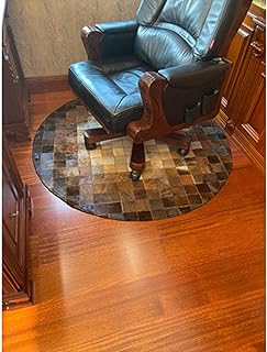 Alfombra de Piel de Vaca Alfombra Redonda de Piel de Vaca Natural para Sala de Estar, Dormitorio, Respaldo Antideslizante de PU, diámetro-100/120/150/180 / 200cm