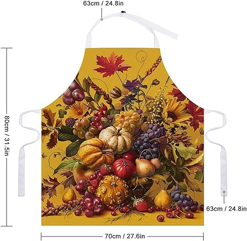 Miniatura 2 de MUSM Apron for Adults - 27.6 X 31.5 Inch, Heavy-Duty Polyester Aprons with Two Large Pockets, Waterproof Pale Yellow Flowers Kitchen Apron for