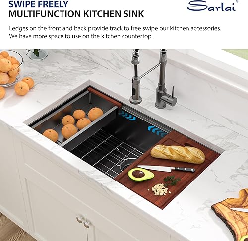 Miniatura 21 de Sarlai Fregadero de cocina de montaje inferior 21 x 19 pulgadas, repisa de fregadero de barra de montaje inferior, estación de trabajo, cuenco Acero