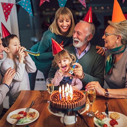 Miniatura 5 de Soplador de fiesta de 20 piezas, coloridos ruidos divertidos para fiestas, bocinas, silbatos para Año Nuevo, cumpleaños, eventos deportivos,