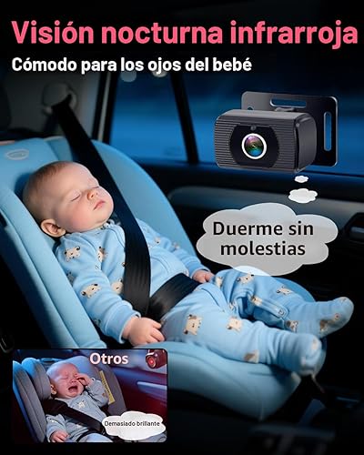 Miniatura 5 de Rohent Cámara dual para automóvil de bebé para 2 niños: pantalla dividida HD de 6.9 pulgadas con brillo automático Cámara de asiento trasero