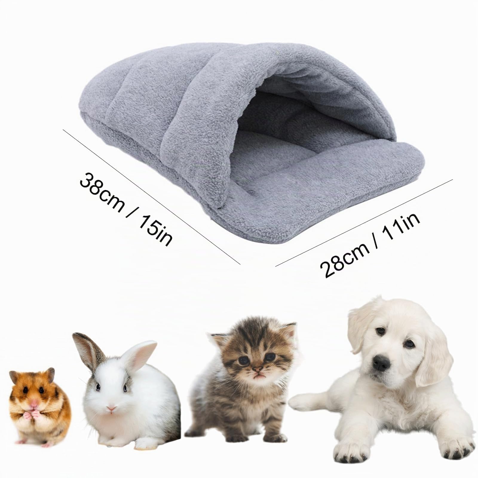 Lettopercriceto, Lettodicriceto, LettodiCricetoCasa, Lettodiporcellino d'India, LettoPerPorcellino d'India, CricetoLettoGrotta, adatto per conigli nani, piccole tane di peluche (Grigio)