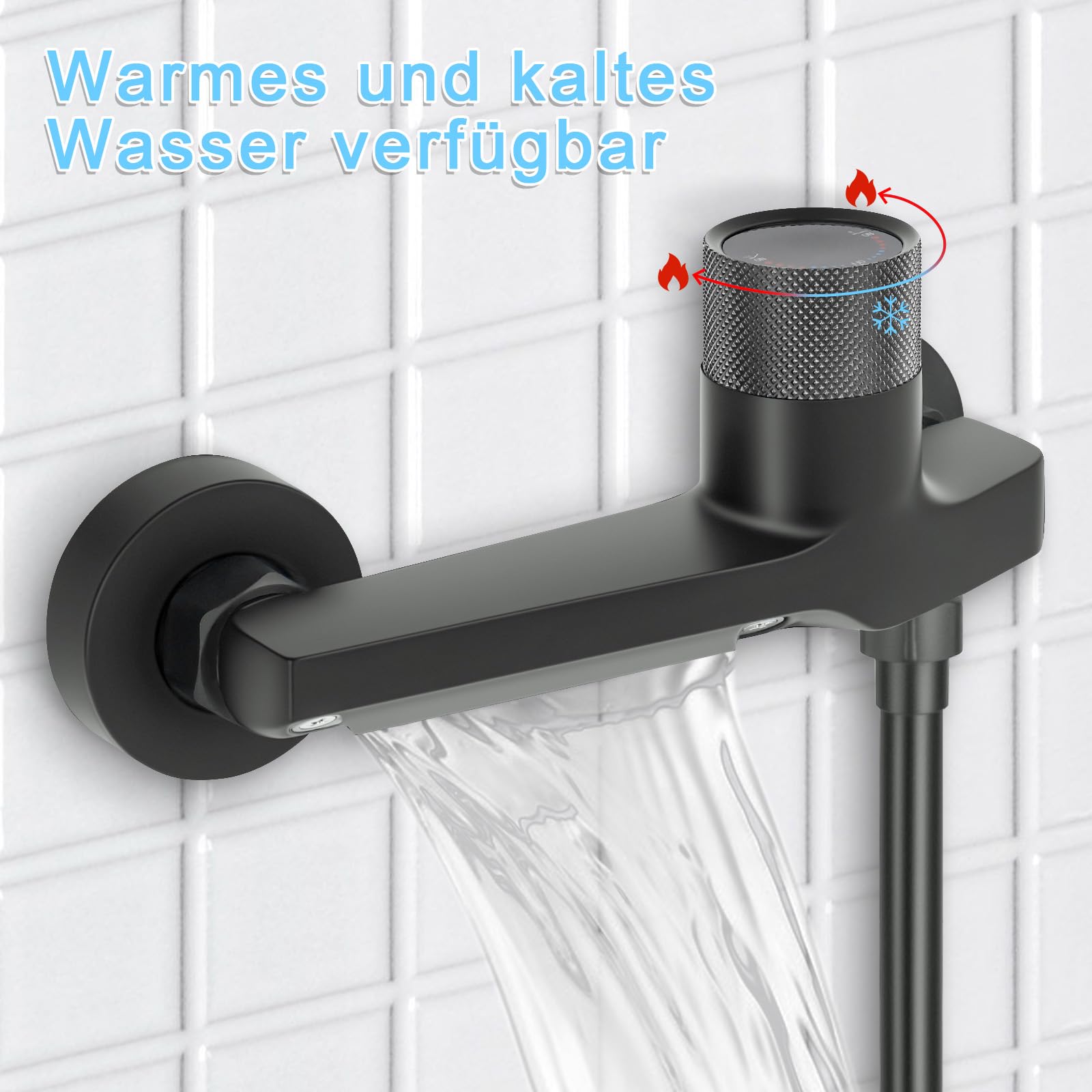 Bateria wannowa z termostatem, 2 wyloty, armatura prysznicowa z przyciskiem bezpieczeństwa, kran, wanna, bateria mieszakowa, armatura do wanny i łazienki, chromowo-szara