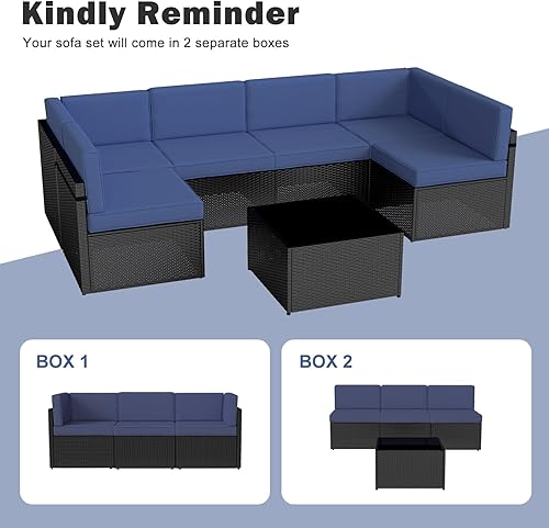 Miniatura 8 de Kinsuite Juego de 7 piezas de conversación al aire libre, juego de muebles de patio para todo tipo de clima con cojines, juego de sofá modular de