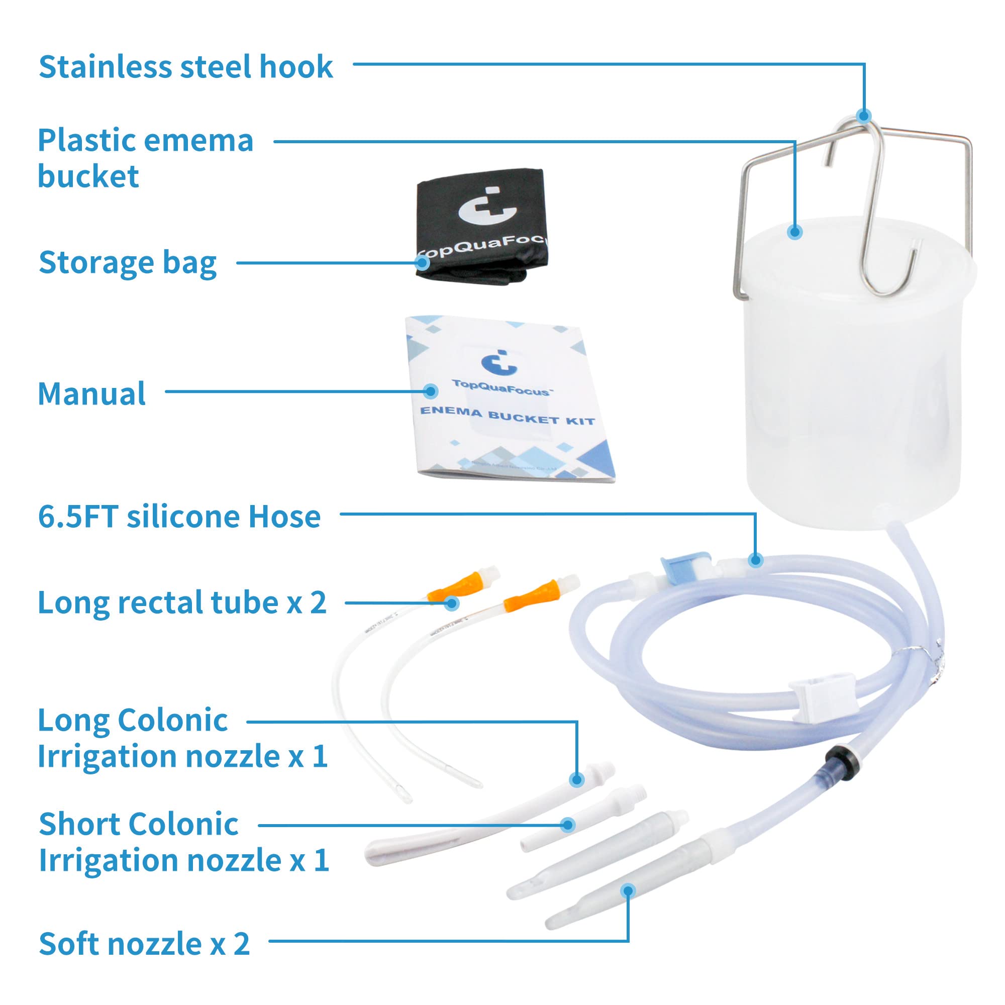 TopQuaFocus Enema Kit Colonic Irrigation Organic Coffee Enema Bucket