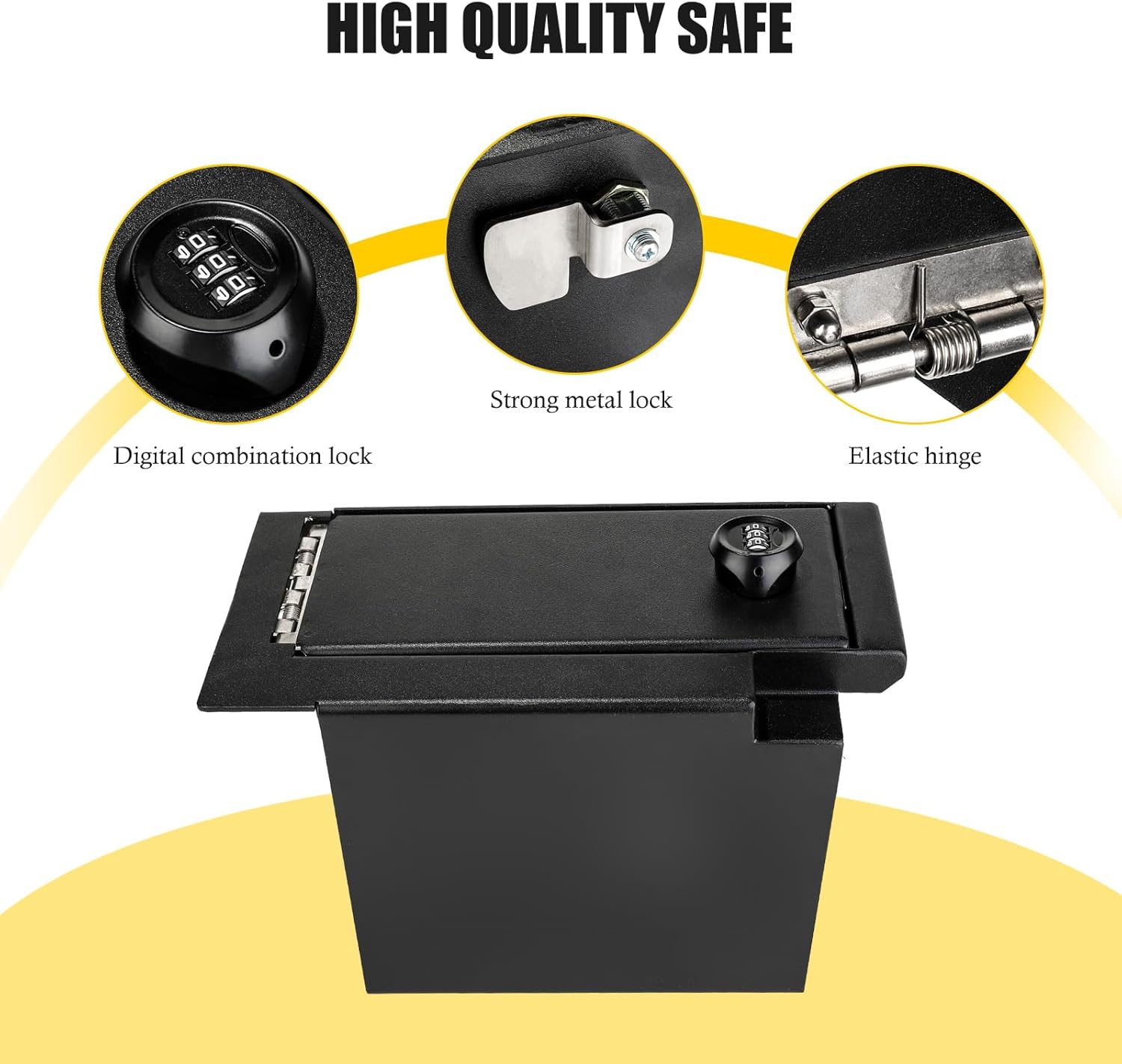 3mirrors Center Console Safe Gun Safe Box with Springs Hinge Compatible with Toyota Tundra 2022-2026 & Sequoia 2023-2026