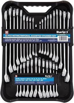 Bluespot 04112 32pce Metric/Imperial Assorted Spanner Set 6-19Mm1/4"-5/8"