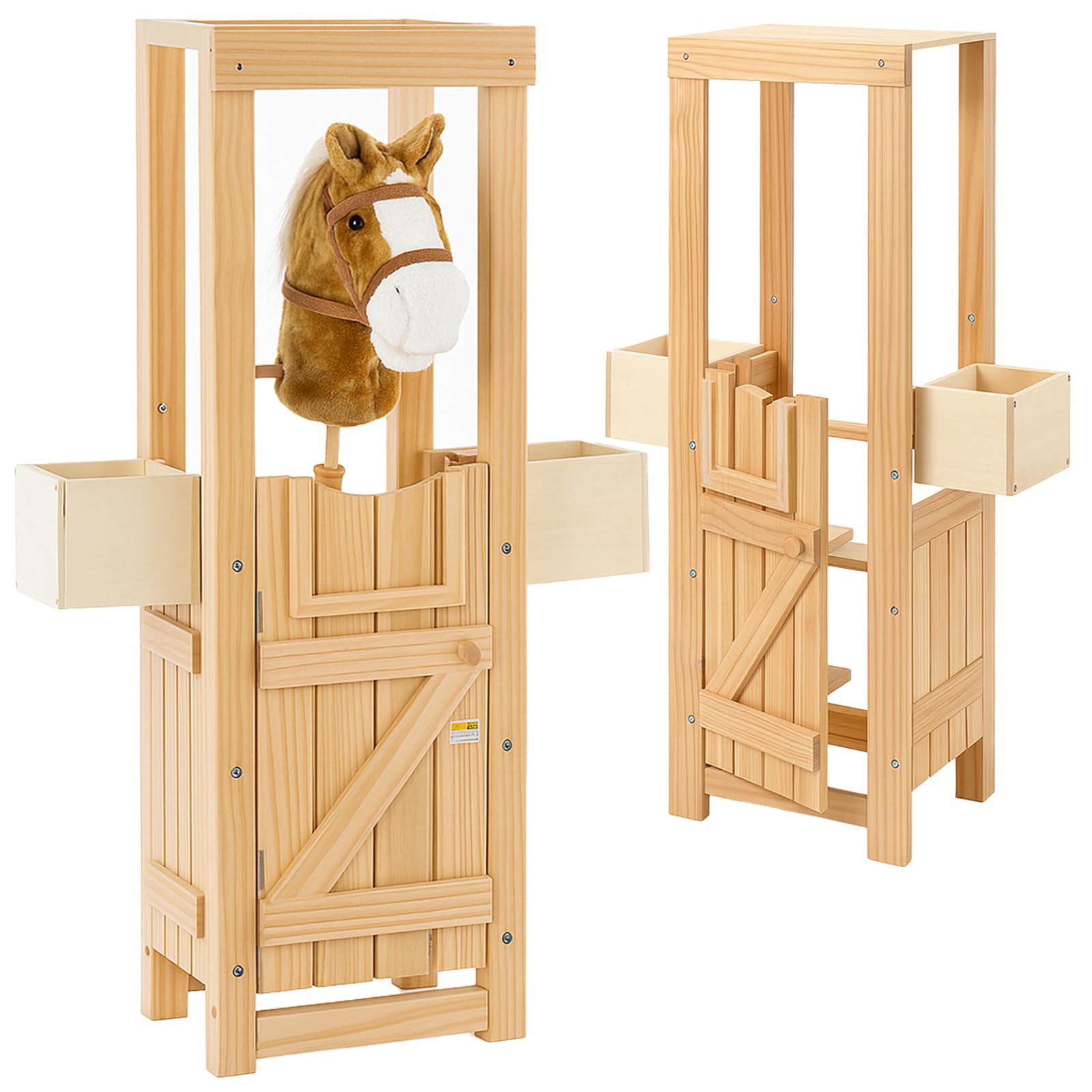 Youyijia Holzständer für Steckenpferd-Accessoires mit Seitenschale – Stall-Display