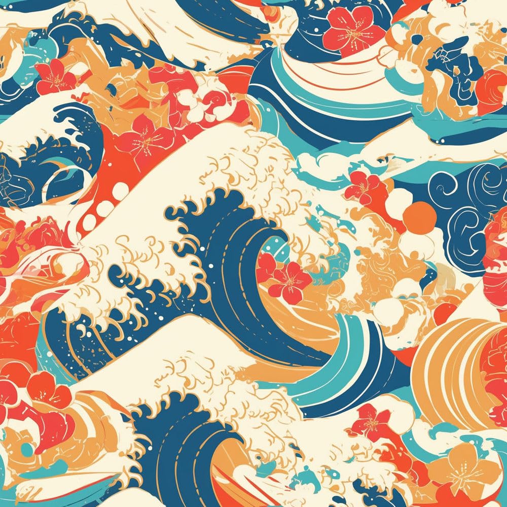 Papel pintado autoadhesivo Ondas marinas coloridas bohoOla marina vintage Papel tapiz adhesivo envoltura de vinilo extraíble para sala de estar Decoración de gabinetes de pared para dormitorio y coc