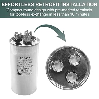 Z97F9969 45+7.5 45/7.5 uF MFD Dual Run Round Capacitor 400/450V - OEM Upgraded Replacement for GE Genteq Z97F9969 97F9969 & GE AC Units