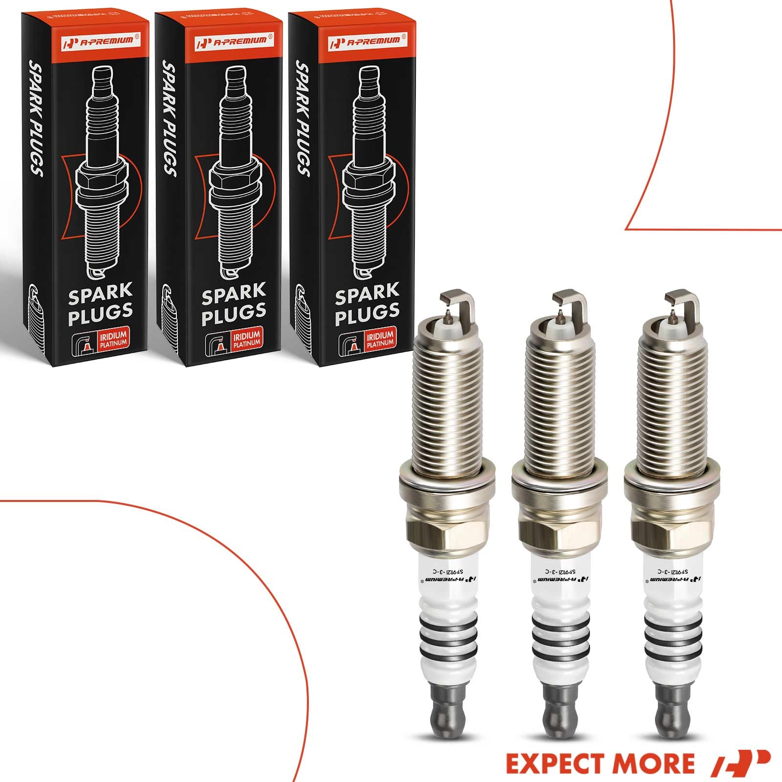 A-Premium Iridium Platinum Spark Plugs Compatible with Smart Fortwo 2016-2017 0 9L Pack of 3 — view 9