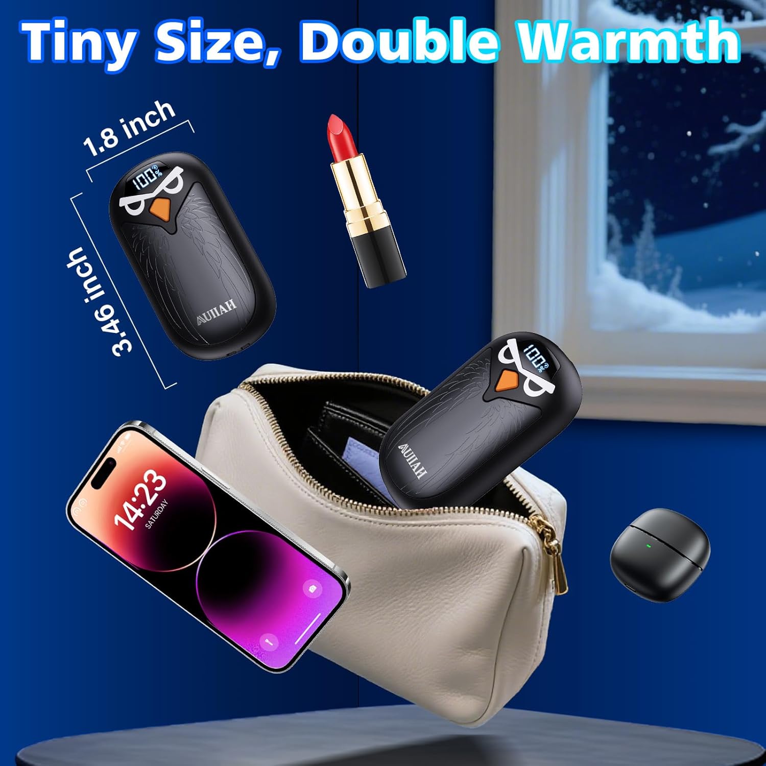 Hand Warmers Rechargeable 2 Pack with LED Display, 4 Heat Settings & Fast Heating, Portable Electric Hand Warmers for Camping Hunting Commuting, Valentine's Gifts for Men Women - Image 5