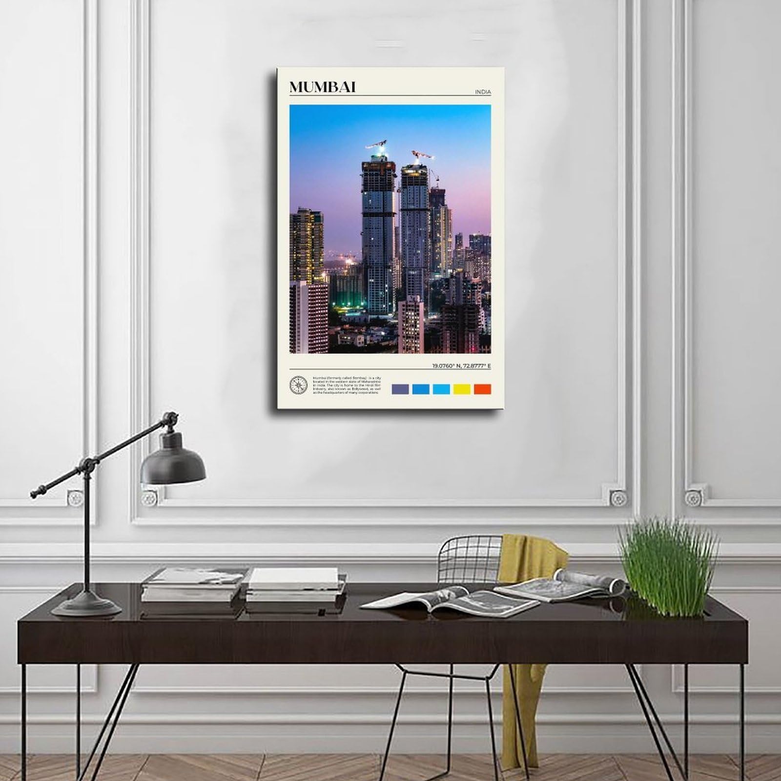 Mumbai Kunstdruck auf Leinwand, echtes Foto, Kunstdruck, für Wohnzimmer und Schlafzimmer, 61 x 91,4 cm (L x B)