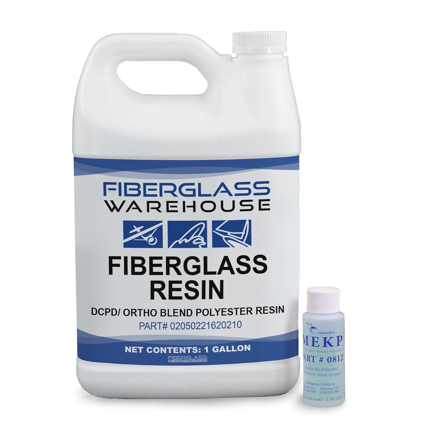 Fiberglass Warehouse Fiberglass Resin – Premium Marine Grade Fiberglass Resin for Laminating, Coating and Repair - Gallon with 2oz MEKP – Low Viscosity Coating for Boats, RV, Car, Truck