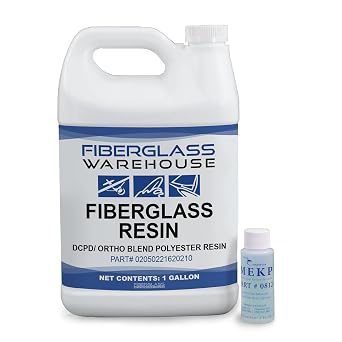 Marine Grade Fiberglass Resin, Gallon with 2oz MEKP | Premium Quality, For Laminating, Coating and Repair, Low Viscosity Coating, For Boats, RV, Car, Truck