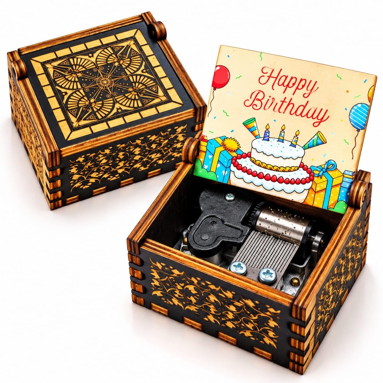 ハンドクラフト　置物　vintage Wooden Music Box Hand Crank, Birthday Gift for Her/Him | Hand