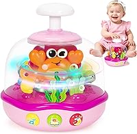 RIANEAN Musical Aquarium Baby Toy 6-12 Months: Spinning Glow, Songs, Lights & Bilingual Ocean Learning for Girls
